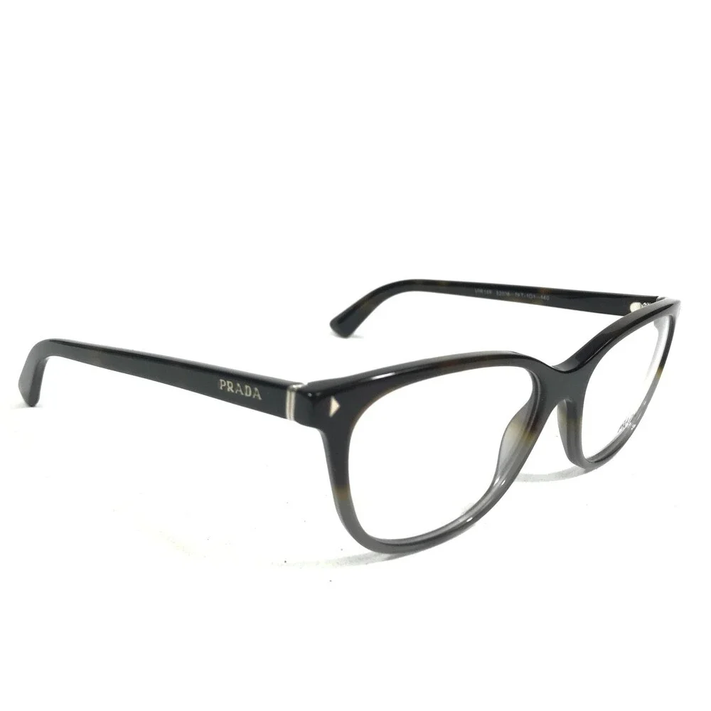 Prada Eyeglasses Frames VPR 14R TKT-1O1 Brown Gray Round Cat Eye 52-16-140